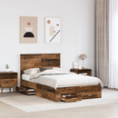 vidaXL Ágykeret fejtámlával fiókkal Öreg fa 120 x 190 cm Faanyag