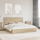 vidaXL Tárolós Ágy fejtámlával Sonoma tölgy 180 x 200 cm Faanyag