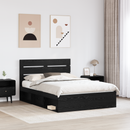 vidaXL Ágykeret fejtámlával Fekete 160 x 200 cm Tömör fenyőfa