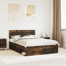 vidaXL Ágykeret fejtámlával Füstölt tölgy 140 x 200 cm Tömör fenyőfa