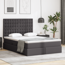 vidaXL Tárolós Ágy matracmal fejtámlával Szürke 140 x 190 cm Műbőr