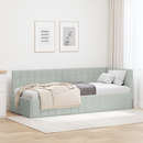 vidaXL Sarokágy keret fejtámlával Világosszürke 80 cm x 200 cm Bársony