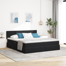 vidaXL LED tárolós ágy matraccal Fekete 200 x 200 cm Bársony