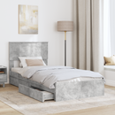 vidaXL Tárolós Ágy fejtámlával Beton Szürke 90 x 190 cm Faanyag