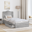 vidaXL Tárolós Ágy fejtámlával Szürke Sonoma 90 x 200 cm Faanyag