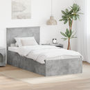 vidaXL Ágykeret fejtámlával Beton Szürke 100 x 200 cm Faanyag