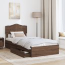 vidaXL Tárolós Ágy fejtámlával fiókkal Barna Tölgy 70 x 190 cm Faanyag