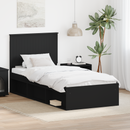 vidaXL Ágykeret fejtámlával Fekete 90 x 190 cm Tömör fenyőfa