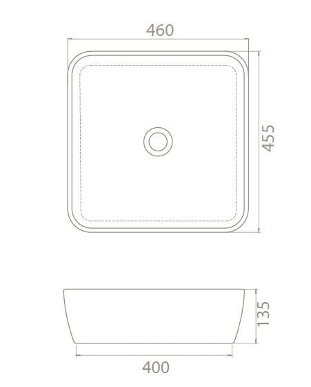 CeraStyle ONE - PULTRA ültethető - Top Counter - porcelán mosdó -  - 46 x 46 cm