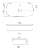 CeraStyle AQUA - PULTRA ültethető - Top Counter - porcelán mosdó - 80 x 40 cm