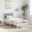 vidaXL Ágykeret fejtámlával Világosszürke 80 x 200 cm Tömör fenyőfa
