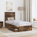 vidaXL Tárolós Ágy fejtámlával Füstölt tölgy 75 x 190 cm Faanyag