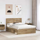 vidaXL Ágykeret fejtámlával Művészi tölgy 140 x 190 cm Tömör fenyőfa