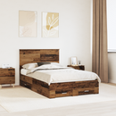 vidaXL Ágykeret fejtámlával fiókkal Öreg fa 120 x 190 cm Faanyag