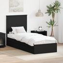 vidaXL Tárolós Ágy fejtámlával fiókkal Fekete 75 x 190 cm Faanyag