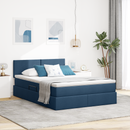 vidaXL LED tárolós ágy matraccal Kék 140 x 190 cm Szövet