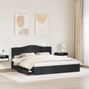 vidaXL Tárolós Ágy fejtámlával fiókkal Fekete 200 x 200 cm Faanyag