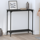 vidaXL Konzolasztal polcokkal Musta tammi 75 x 30.5 x 75 cm Faanyag
