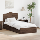 vidaXL Tárolós Ágy fejtámlával fiókkal Barna Tölgy 70 x 190 cm Faanyag