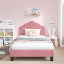 vidaXL Gyerekágy kerettel fejtámlával Rózsaszín 90 x 190 cm Bársony