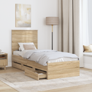 vidaXL Ágykeret fiókkal tárolóval Sonoma tölgy 75 x 190 cm Mérnöki Fa