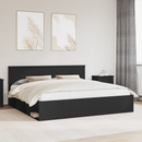 vidaXL Ágykeret fejtámlával Fekete 200 x 200 cm Tömör fenyőfa