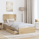 vidaXL Tárolós Ágy fejtámlával Sonoma tölgy 100 x 200 cm Faanyag