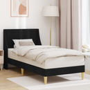 vidaXL Ágykeret Egyszínű fejtámlával Fekete 100 x 200 cm szövet