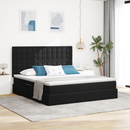 vidaXL LED tárolós ágy matraccal Fekete 160 x 200 cm Bársony