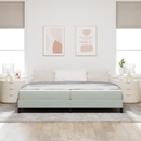 vidaXL Boxrugós ágy matracmal Világosszürke 200 x 200 cm szövet