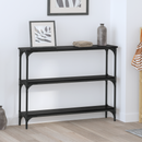 vidaXL Konzolasztal polcokkal Musta tammi 100 x 22,5 x 75 cm Faanyag