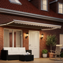 vidaXL LED-es, kézi kihúzható napernyő Beige és Fehér 4 × 3 m