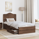 vidaXL Ágykeret fejtámlával fiókkal Barna Tölgy 70 x 190 cm Faanyag