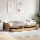 vidaXL Ágykeret fiókkal Artisan tölgy 100 x 200 cm Tömör fenyőfa