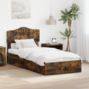 vidaXL Tárolós Ágy fejtámlával Füstölt tölgy 90 x 190 cm Faanyag
