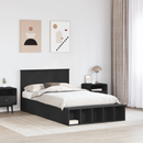 vidaXL Ágykeret polcokkal fejtámlával Fekete 135 x 190 cm Faanyag