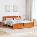 vidaXL Ágykeret fejtámlával Faggyú barna 200 x 200 cm Tömör fenyő