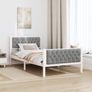 vidaXL Ágykeret fejtámlával Világosszürke 100 x 200 cm Tömör fenyőfa