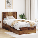 vidaXL Ágykeret tárolóval és fejtámlával Antik Fa 90 x 200 cm