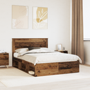 vidaXL Ágykeret fejtámlával Öreg fa 140 x 190 cm Tömör fenyőfa