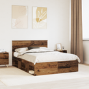 vidaXL Ágykeret fejtámlával Öreg fa 135 x 190 cm Tömör fenyőfa