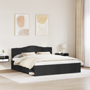 vidaXL Ágykeret fejtámlával Fekete 200 x 200 cm Tömör fenyőfa