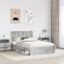 vidaXL Tárolós Ágy fejtámlával Beton Szürke 135 x 190 cm Faanyag