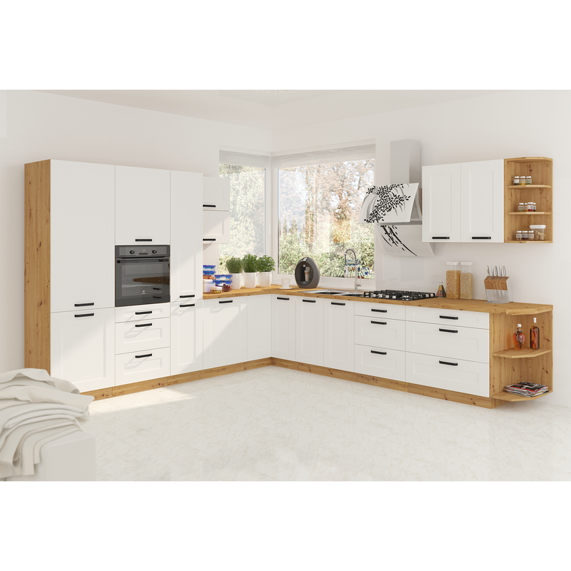 Magas szekrény, fehér/artisan tölgy, LULA 40 DK-210 2F