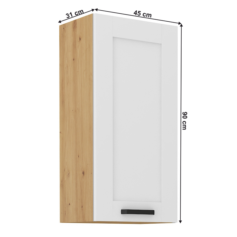 Felső szekrény, fehér/artisan tölgy, LULA 45 G-90 1F