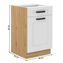 Alsó szekrény, fehér/artisan tölgy, LULA 50 D 1F 1S BB