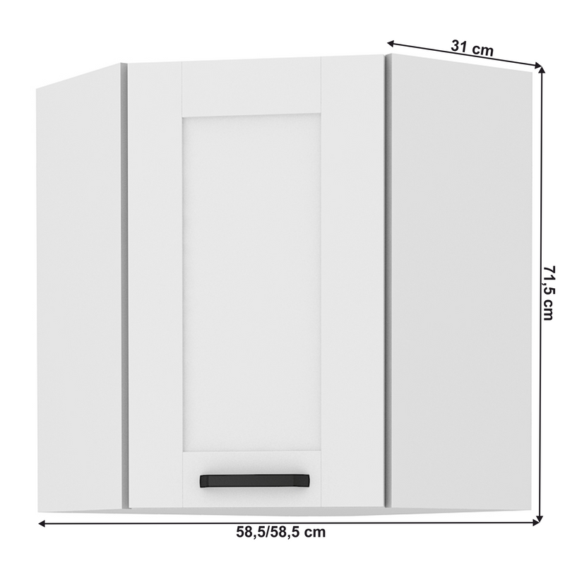 Felső szekrény sarokba, fehér, LULA 58x58 GN-72 1F