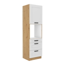 Magas szekrény beépített sütőhöz, fehér/artisan tölgy, LULA 60 DPS-210 3S 1F