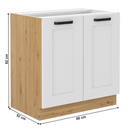 Alsó szekrény, fehér/artisan tölgy, LULA 80 D 2F BB