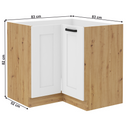 Alsó szekrény sarokba, fehér/artisan tölgy, LULA 89x89 ND 1F BB
